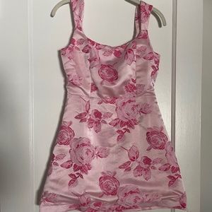 Pink floral mini dress